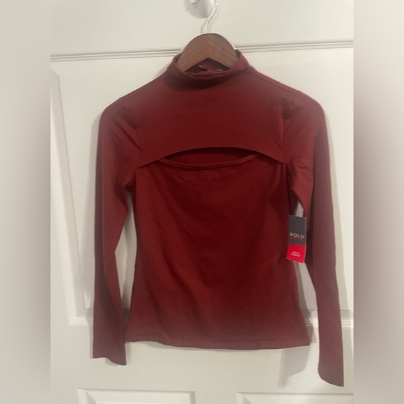 BOLD elements Tops - Bold Elements Women’s Stretch Top Mock Neck Burgundy Size XS. New w tag
